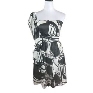 Bisou Bisou Monochrome One Shoulder Dress, Size 6, NWT